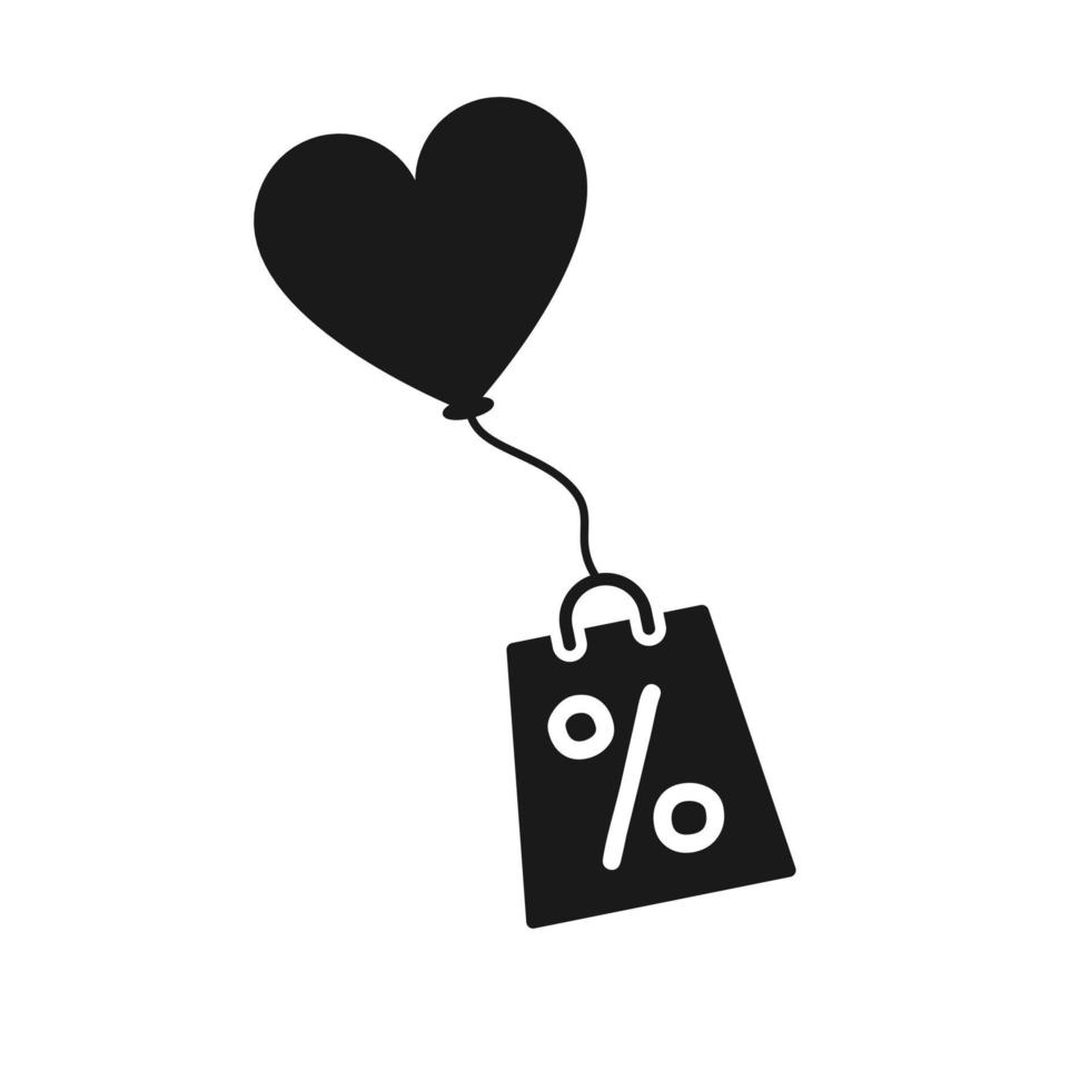 tag de balão com sacola de compras com sinal de porcentagem vetor