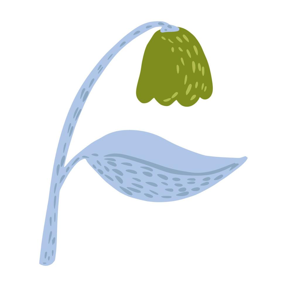 linda campânula cor azul isolada no fundo branco. flor botânica abstrata em doodle. vetor