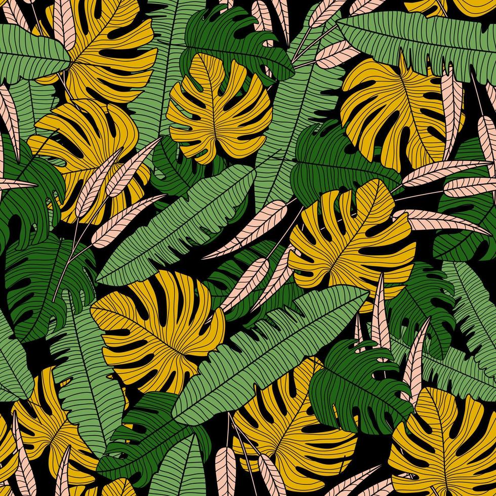 padrão sem emenda de vetor tropical exótico. papel de parede de folhas de palmeira tropical moderno.