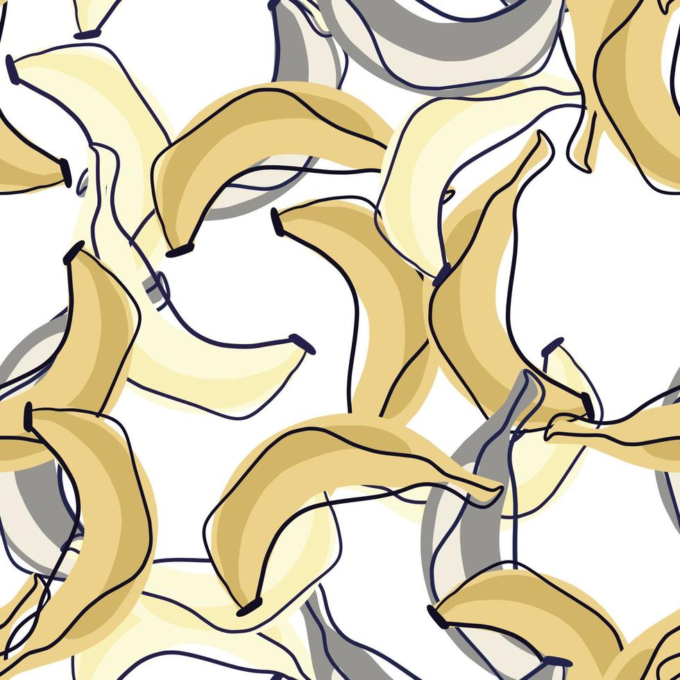 padrão abstrato moderno sem costura com ornamento aleatório de frutas banana laranja e cinza. cenário isolado. vetor