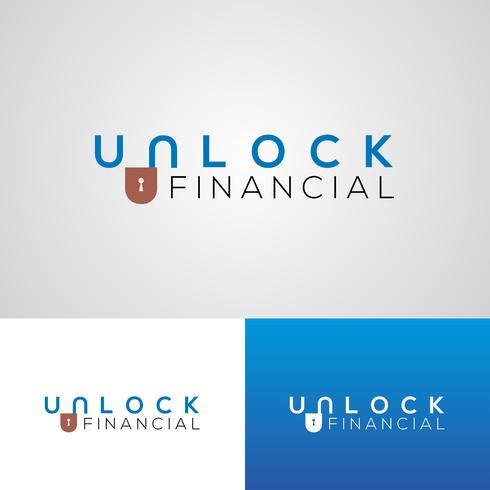 Desbloqueio corporativo modelo de Design de logotipo financeiro vetor