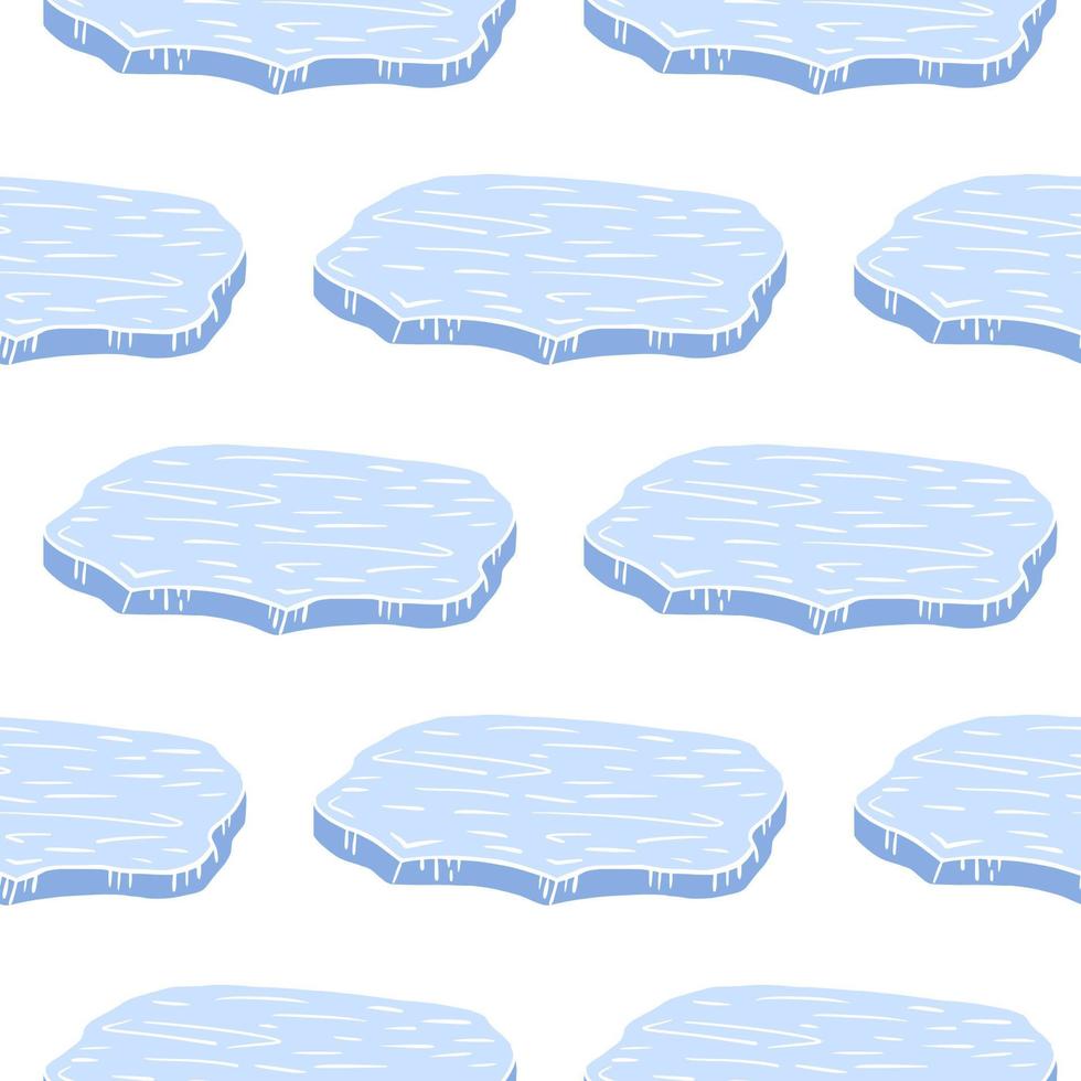 silhuetas de banquisa de gelo antártica azul dos desenhos animados isolados. fundo branco. cenário de doodle de inverno frio. vetor