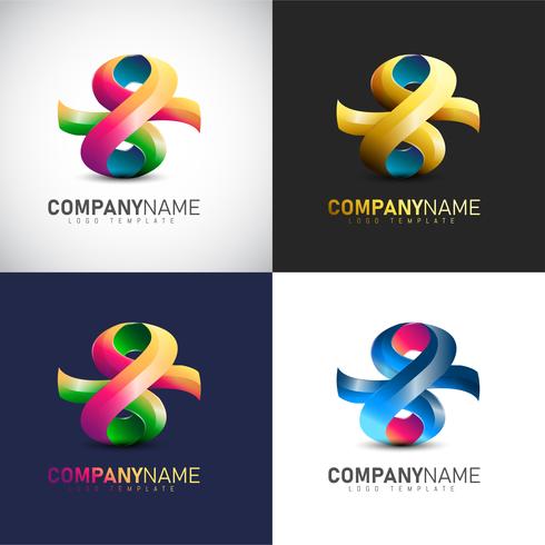 Logotipo 3D abstrato modelo para sua marca de empresa vetor