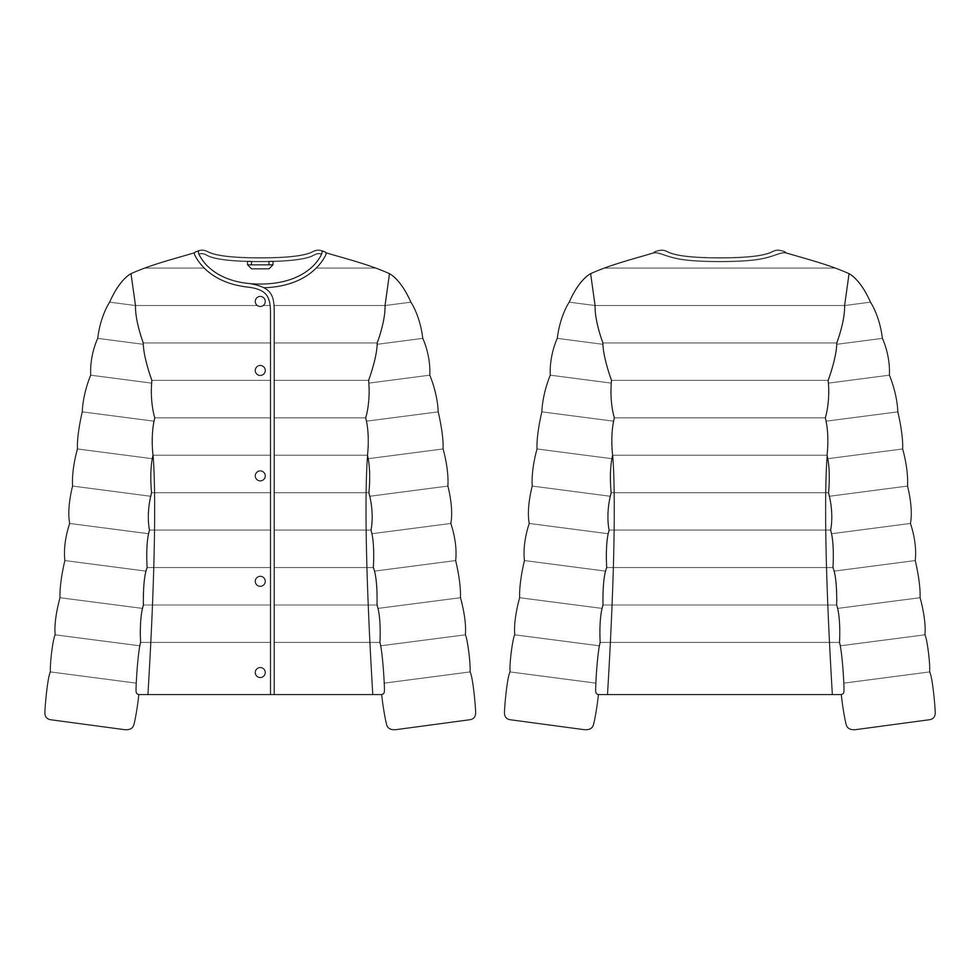 modelo mulheres jaqueta compacta ilustração vetorial design plano contorno coleção de roupas agasalhos vetor