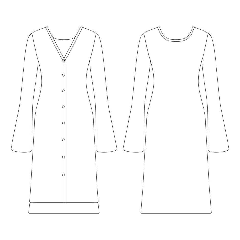 modelo mulheres com nervuras longa cardigan ilustração vetorial design plano contorno coleção de roupas vetor