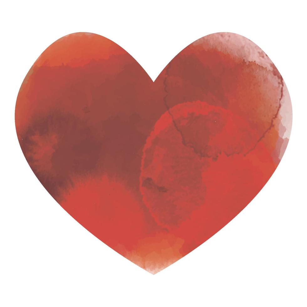ilustração coração aquarela cor vermelha isolada no fundo branco vetor