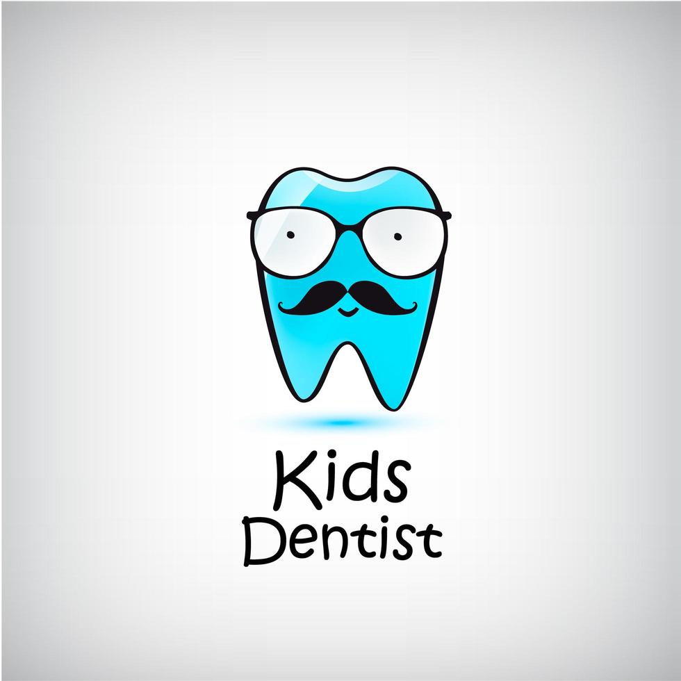 logotipo odontológico pediátrico. ilustração vetorial. personagem engraçado de dente vetor