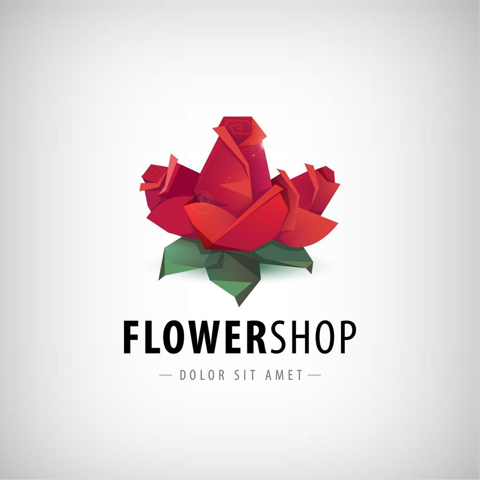 rosas facetadas vetoriais, logotipo de flores, ícone isolado vetor