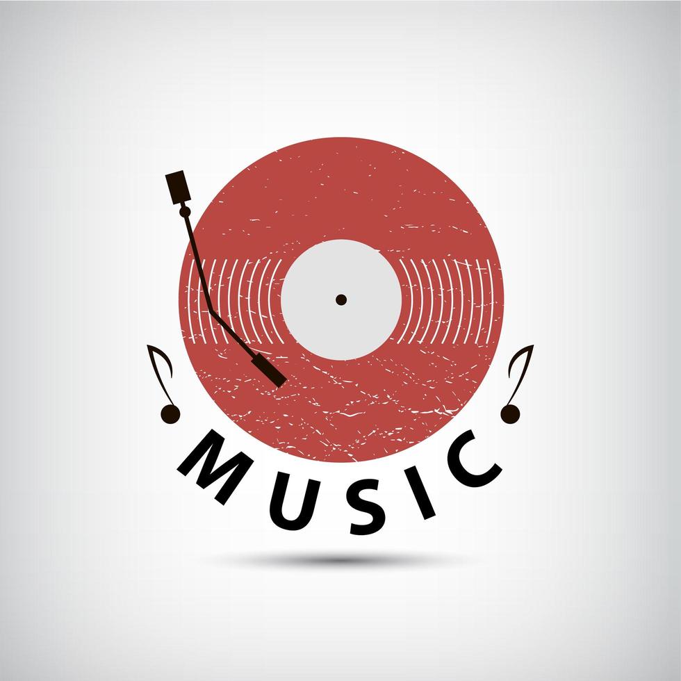 logotipo de música de vinil retrô vector, ícone vetor