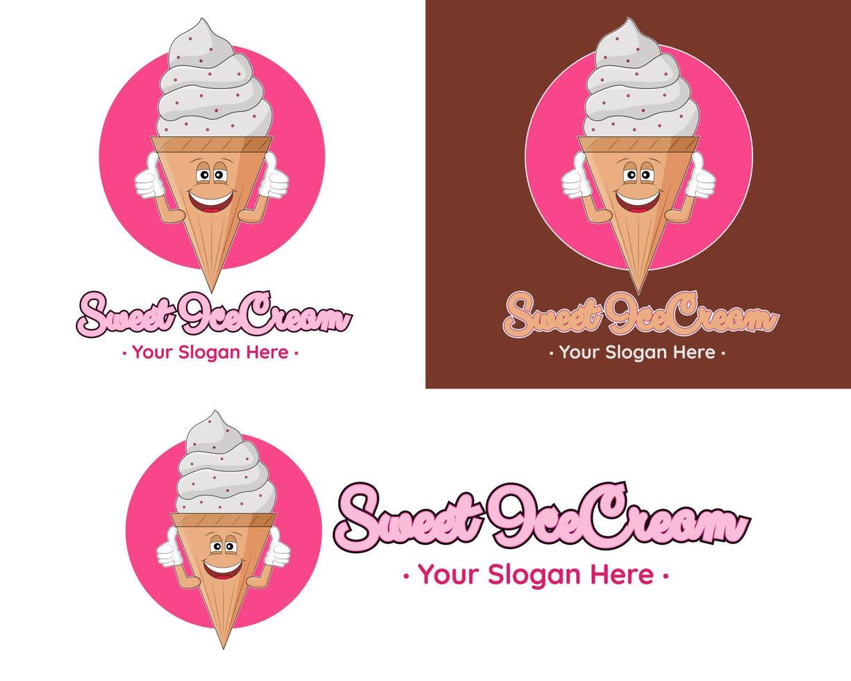 design de ilustração vetorial do logotipo do modelo de sorvete doce para sua empresa ou empresa vetor