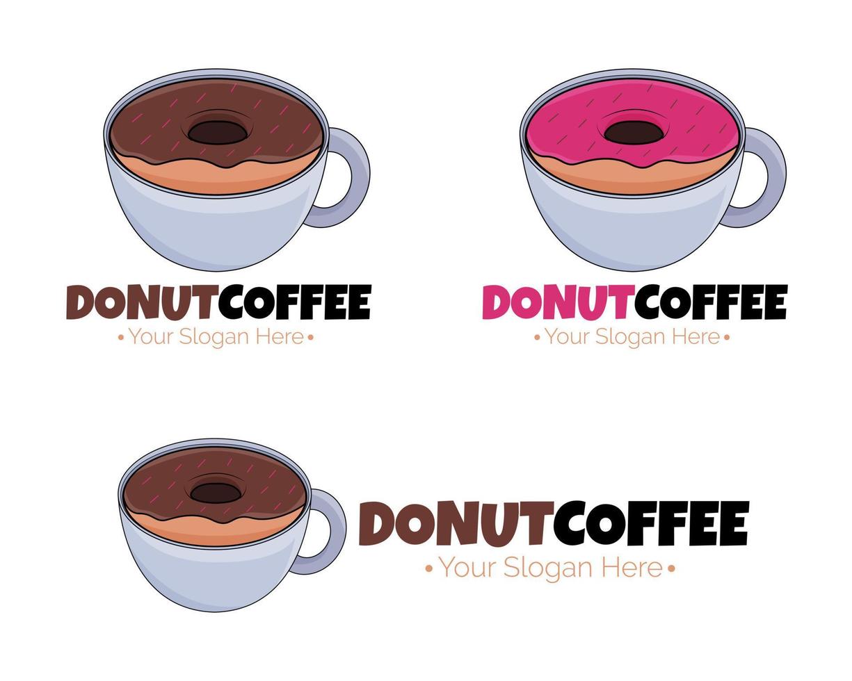 design de ilustração vetorial do modelo de logotipo de café de rosquinha para sua empresa ou empresa vetor