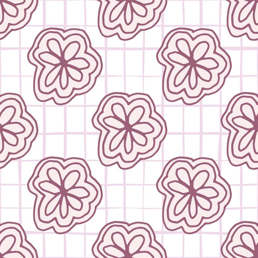 papel de parede sem fim floral de renda bonito. linha arte flor rosa sem costura padrão no fundo do ponto. vetor