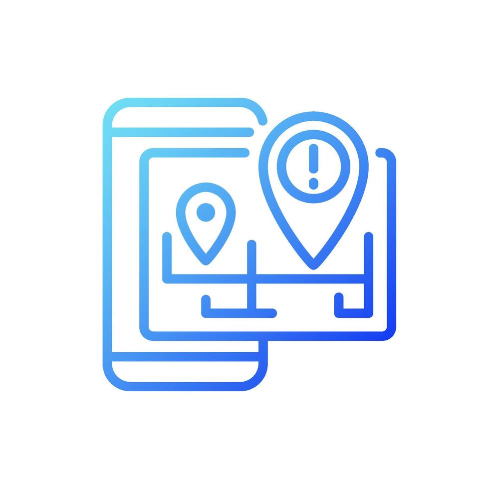 ícone de vetor linear gradiente de regulação de tráfego. informações de navegação no aplicativo móvel. Internet das Coisas. símbolo de cor de linha fina. pictograma de estilo moderno. desenho de contorno isolado de vetor