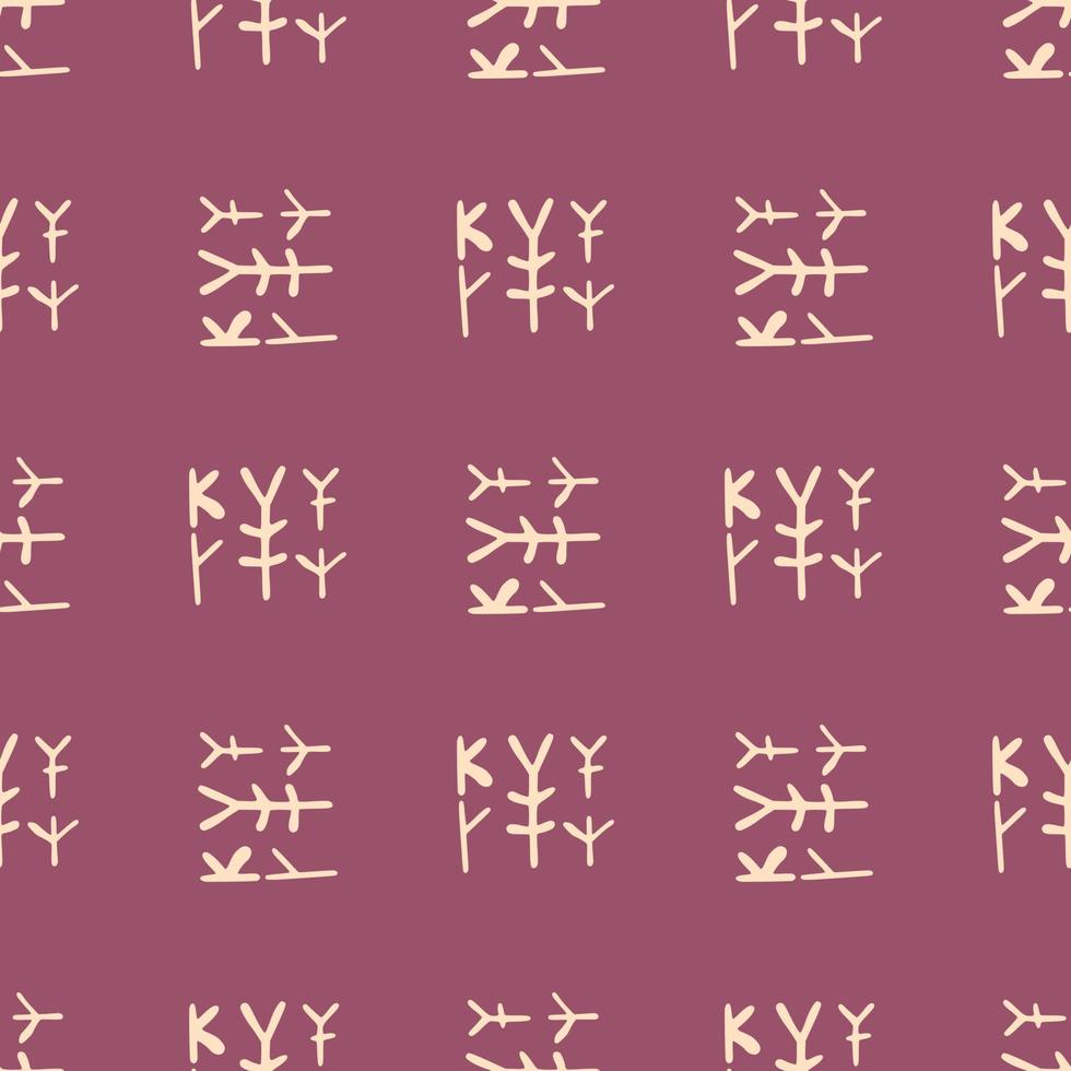 padrão sem emenda de símbolos tribais isolado sobre fundo vermelho. papel de parede interminável étnico antigo. vetor