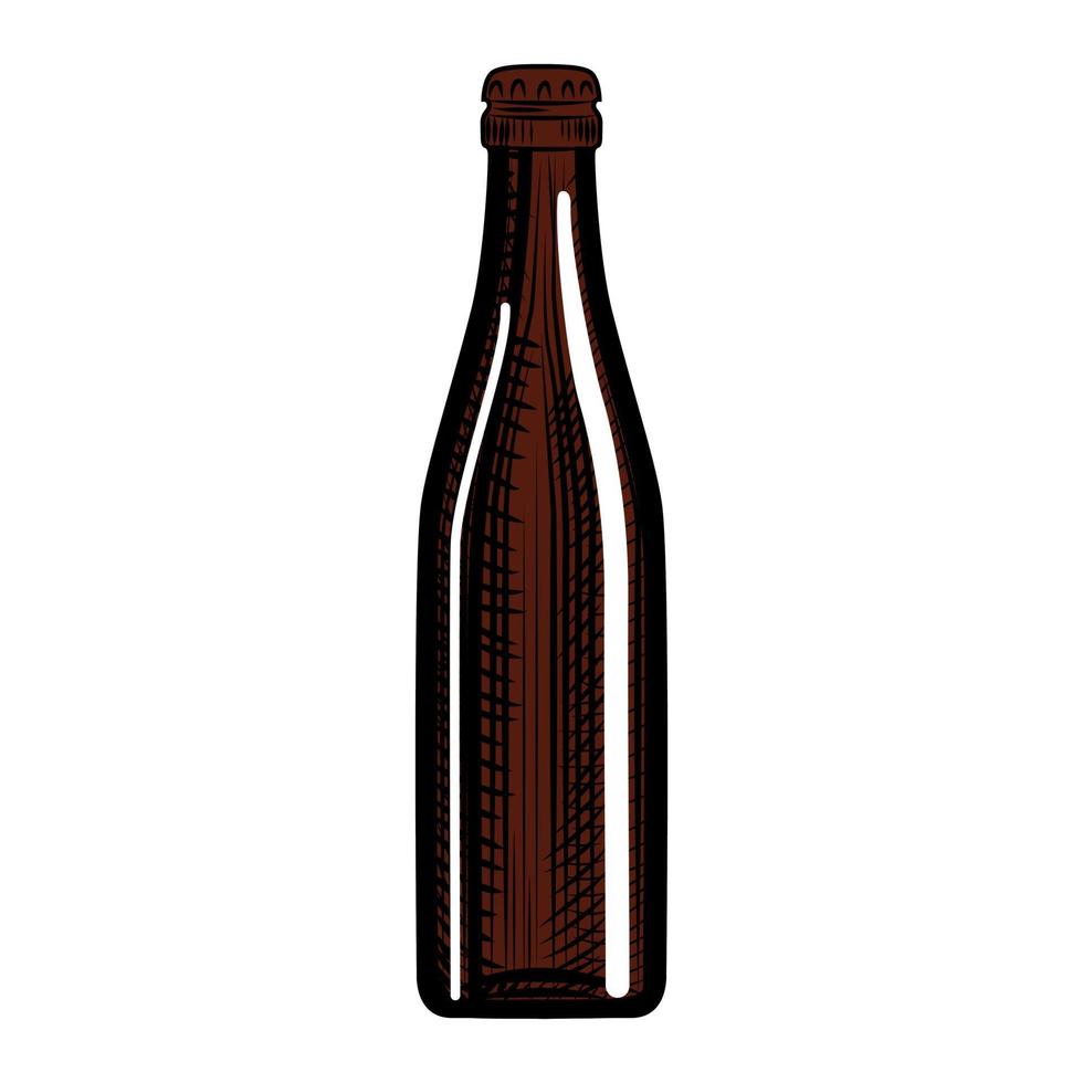 garrafa de cerveja robusta desenhada à mão. ilustração isolada vetor