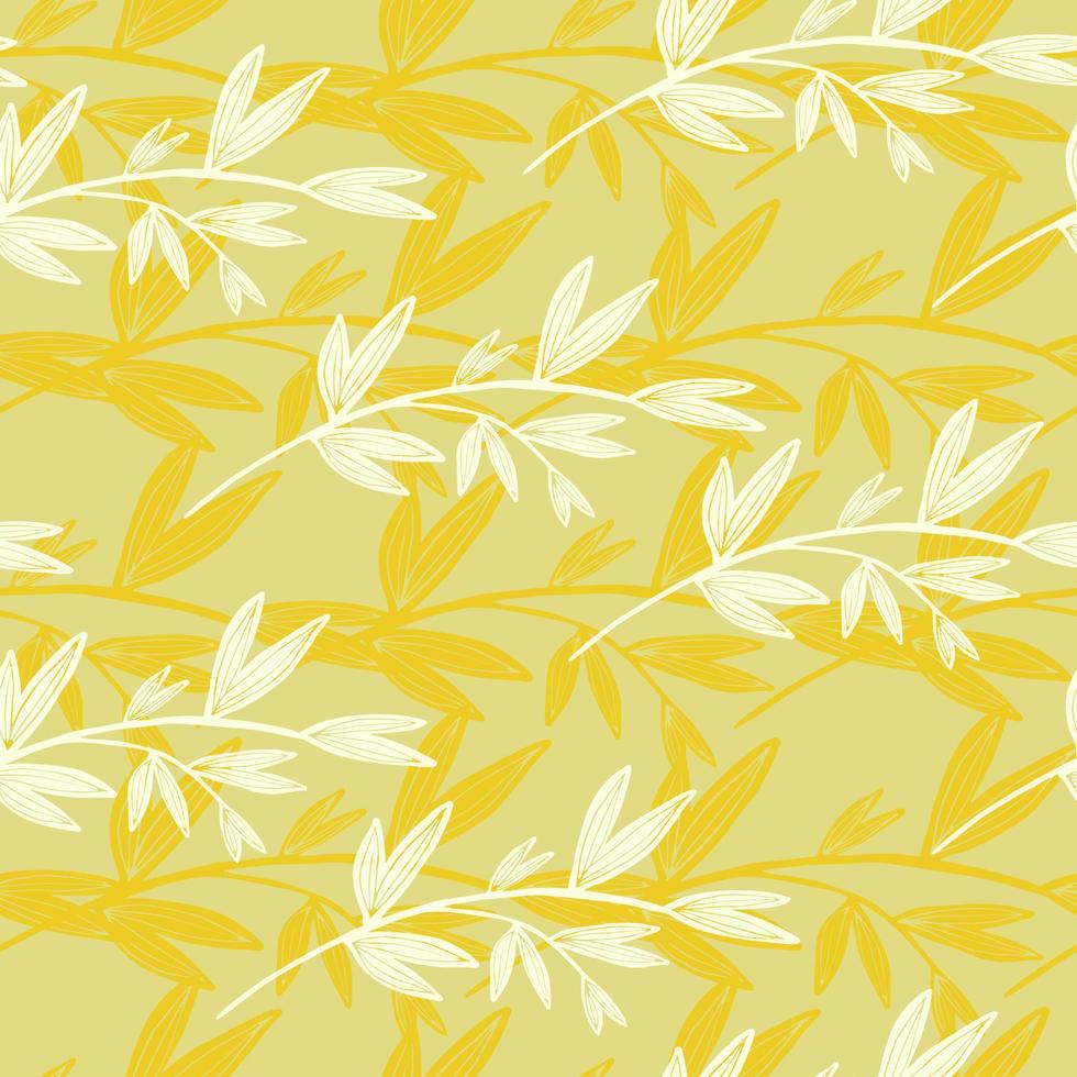 padrão sem emenda de folha amarela vintage. fundo botânico. papel de parede floral retrô. vetor