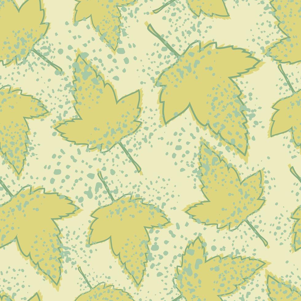 maple amarelo deixa padrão sem emenda sobre fundo claro. papel de parede de folha de outono vintage. vetor