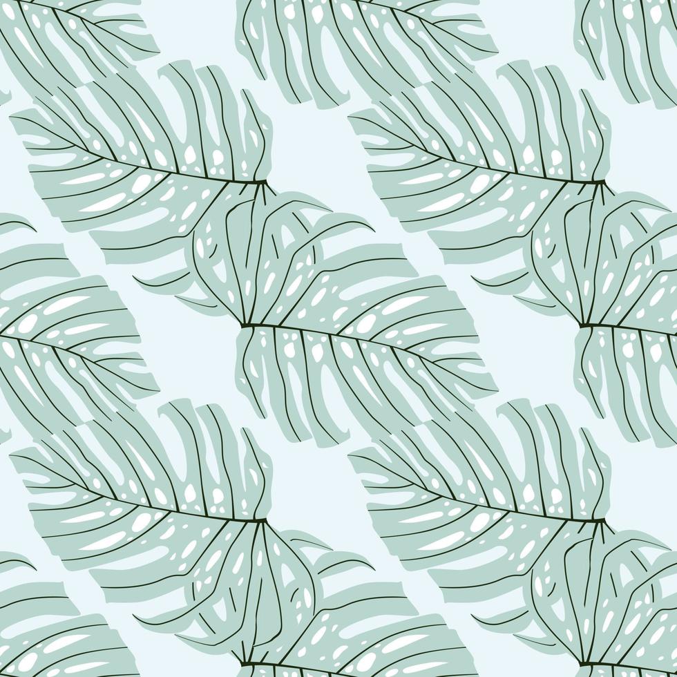 paleta pastel paleta perfeita com formas de monstera desenhadas à mão. cores azuis pálidas. vetor