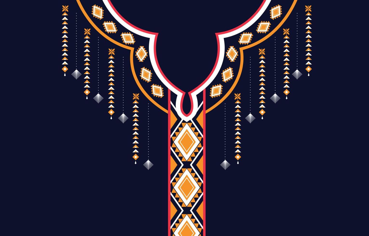 bordado de pescoço étnico formas geométricas padrões étnicos desenhos de bordado de pescoço para fundos ou papel de parede e roupas para vetor de moda