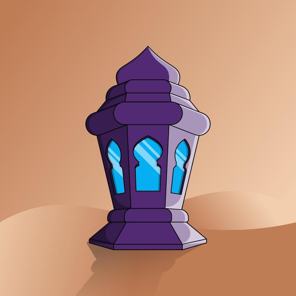 lanterna de ramadan kareem na ilustração vetorial de fundo do deserto vetor