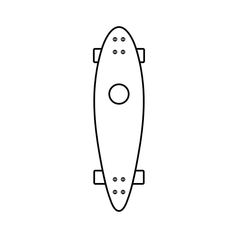 ilustração de ícone de contorno de skate no fundo branco vetor