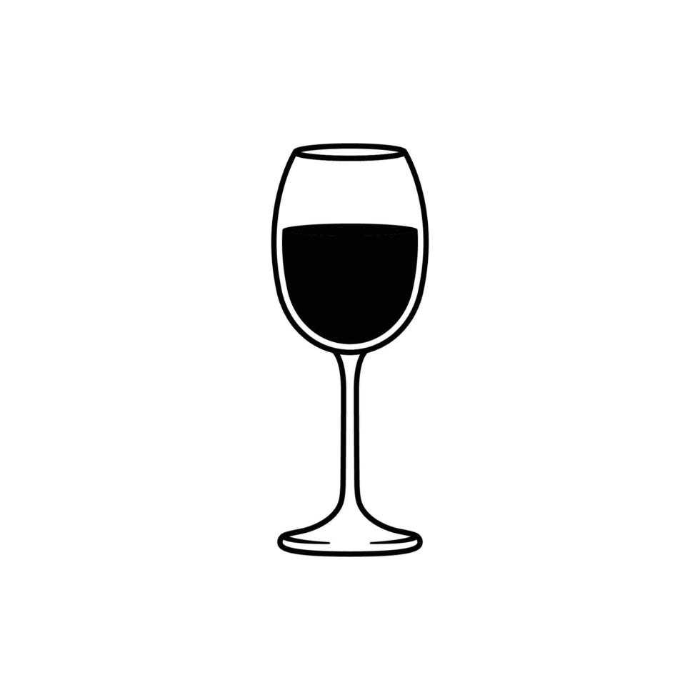 ilustração de ícone de contorno de copo de vinho no fundo branco vetor