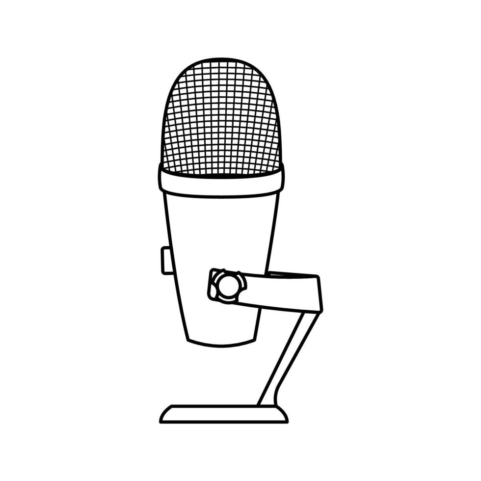 ícone de microfone no estilo de contorno em um fundo branco adequado para som, áudio, ícone de música. isolado vetor