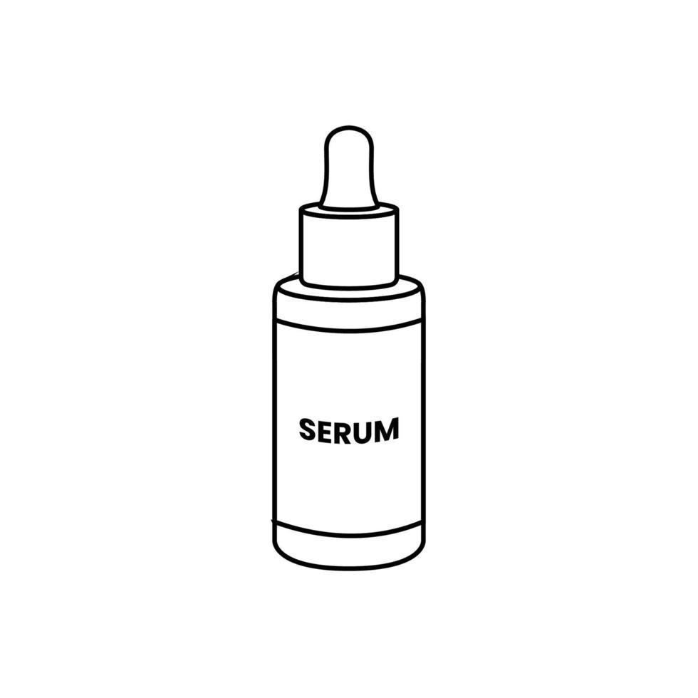 ilustração de ícone de contorno de garrafa de soro em fundo branco isolado adequado para beleza, salão, saúde vetor