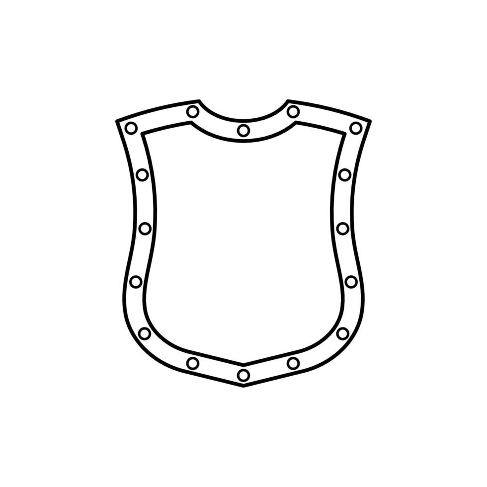 escudo ícone preto e branco no estilo de contorno em um fundo branco adequado para logotipo, militar, ícone de segurança. isolado vetor