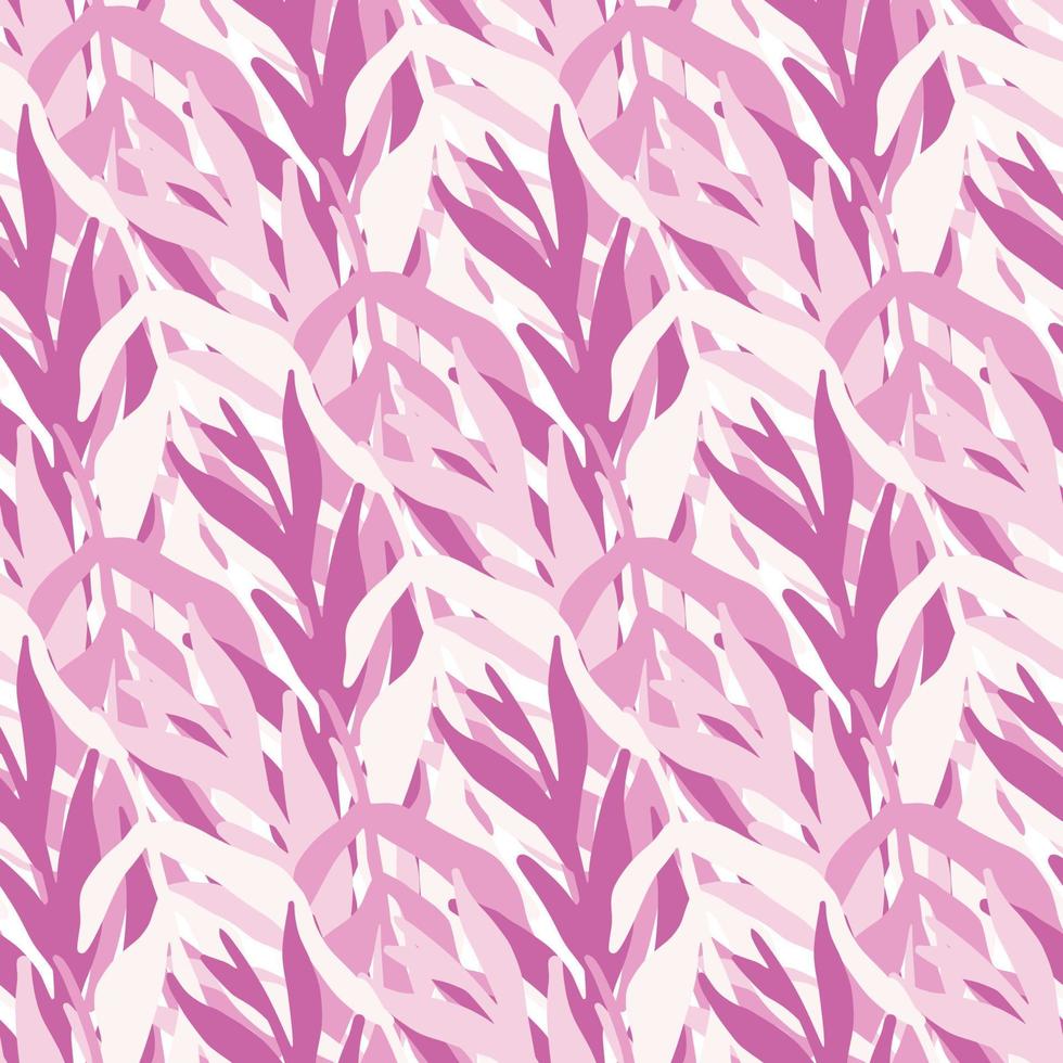 papel de parede de folha tropical na moda. silhueta de plantas da selva deixa padrão perfeito em cores rosa vetor