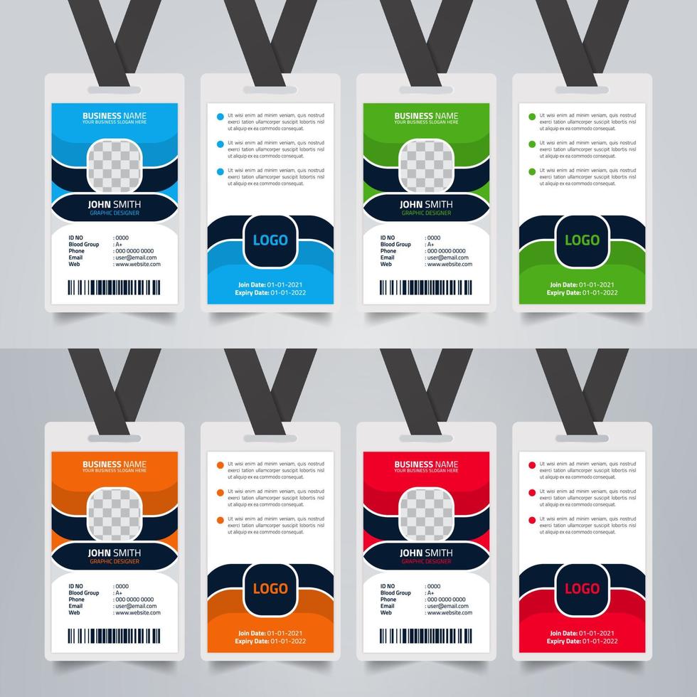 design de modelo de papelaria de cartões de identidade de funcionários de escritório de negócios criativos. vetor