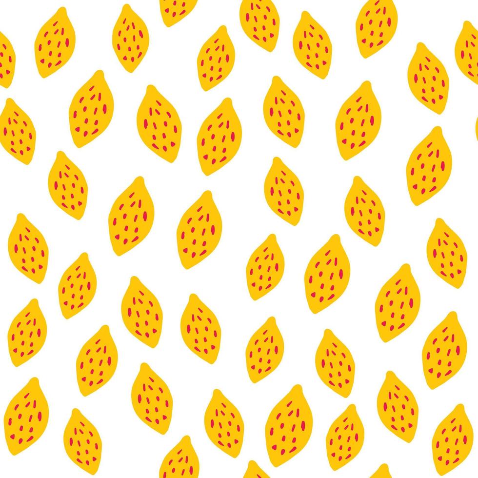 padrão sem emenda de limão amarelo sobre fundo branco. papel de parede de frutas cítricas desenhadas à mão. vetor