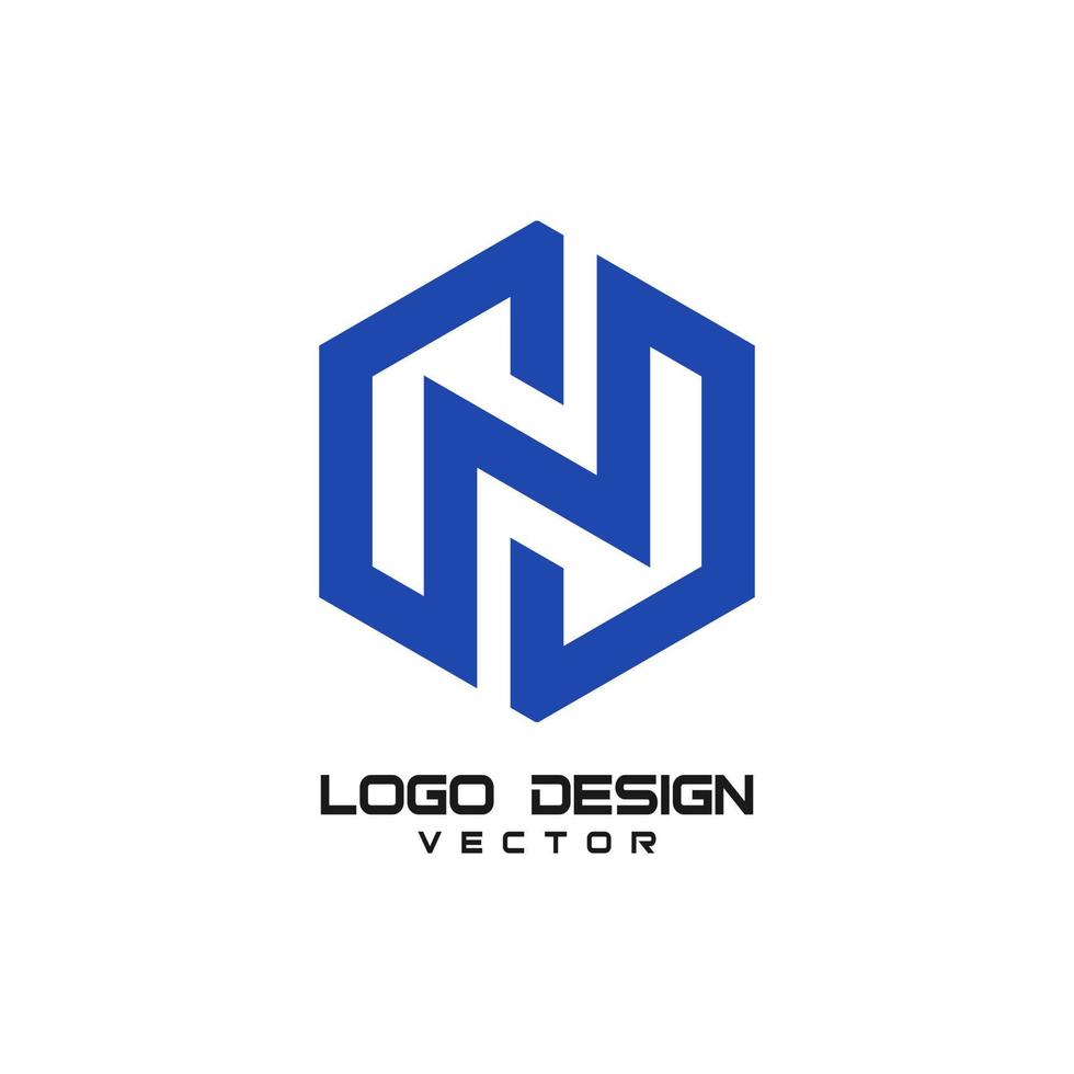 n design de logotipo de linha de letra vetor