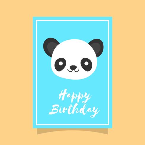 Modelo de vetor plana bonito panda feliz aniversário Animal Saudações