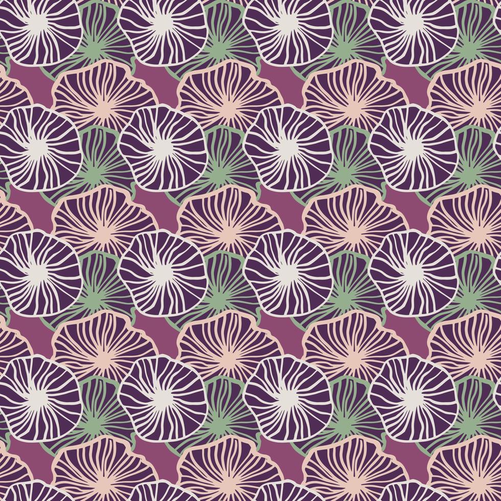 padrão sem emenda abstrato botânico com flores de contorno. impressão estilizada de cor roxa, lilás e verde. vetor
