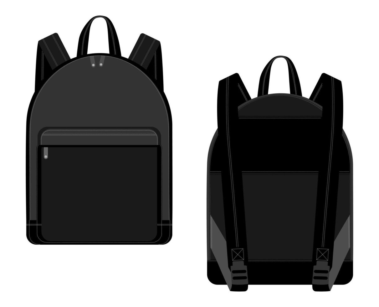 mochila preta ilustração vetorial desenho técnico. mochilas para escolares vetor