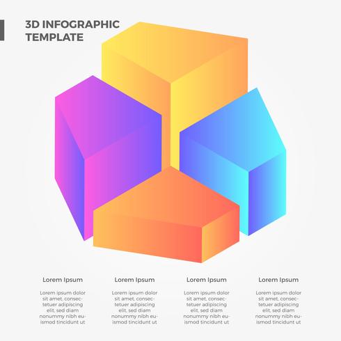 Flat 3D Gradient Infográfico Coleção De Vetores