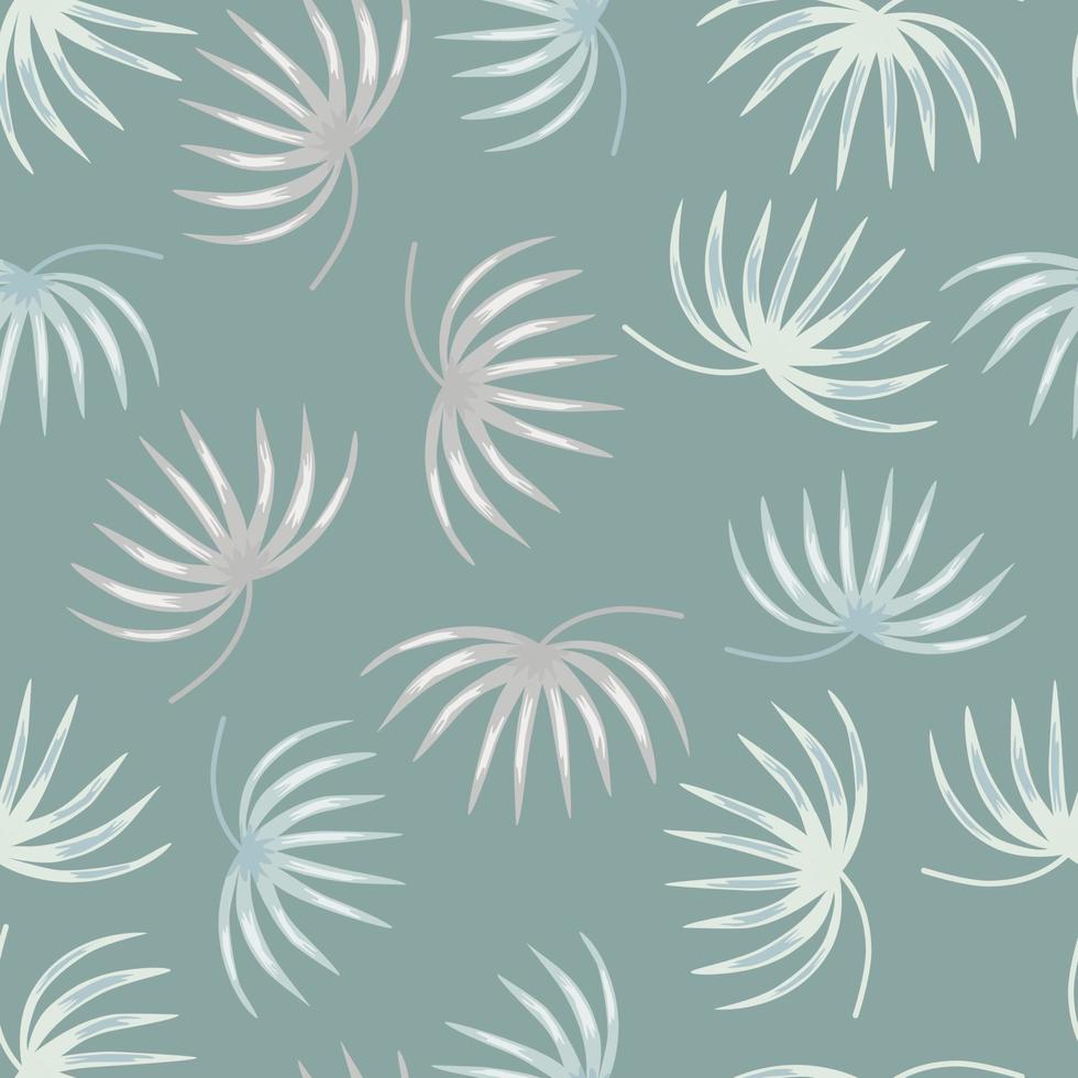 padrão sem emenda botânico abstrato com ornamento de folhas tropicais de luz. fundo azul. cenário de primavera. vetor