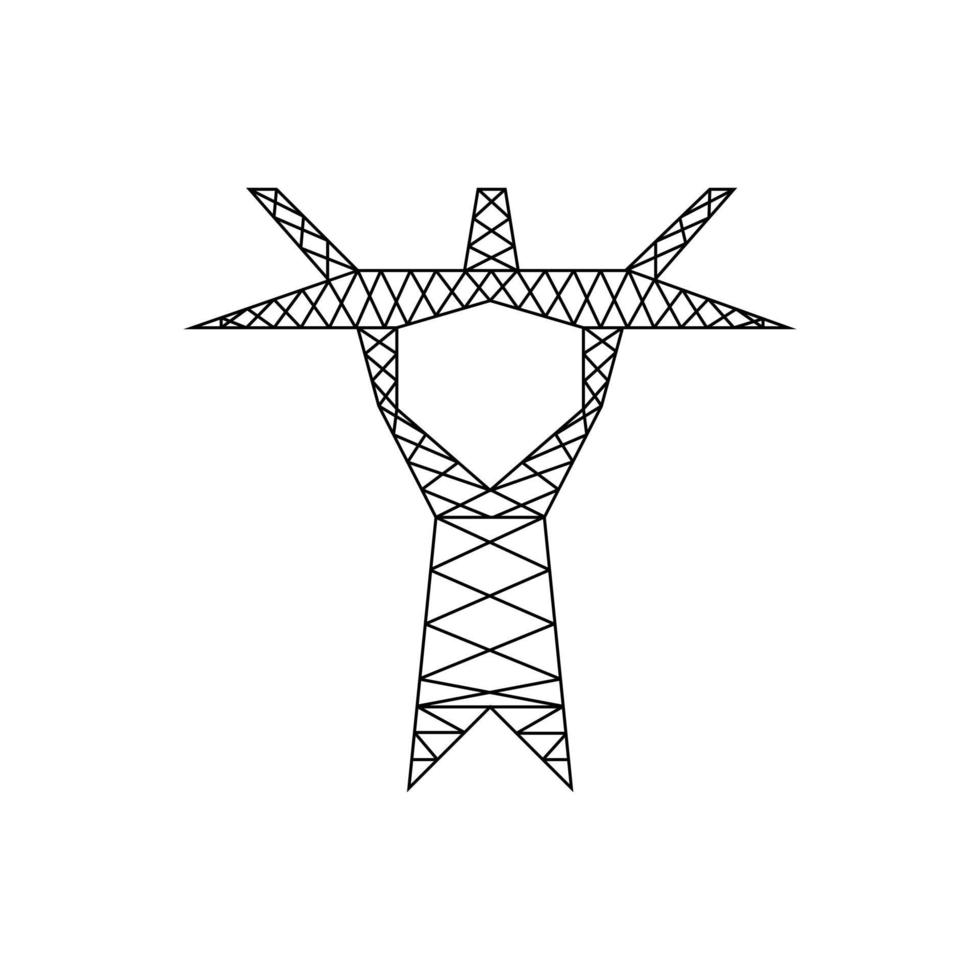 poste elétrico de alta tensão. símbolo de linha de energia simples. vetor