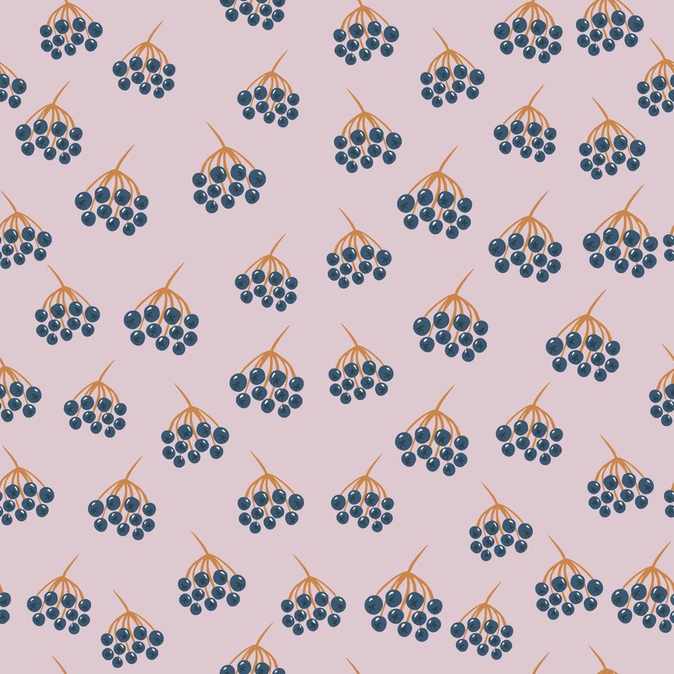 abstrato padrão botânico sem costura com formas criativas de Rowan azul marinho. fundo lilás. vetor