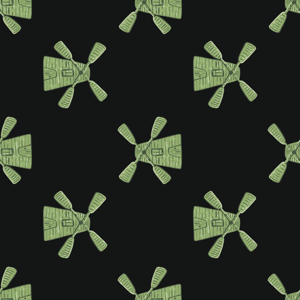 padrão sem emenda de aldeia abstrata com formas de doodle de moinho de vento verde. fundo preto. vetor