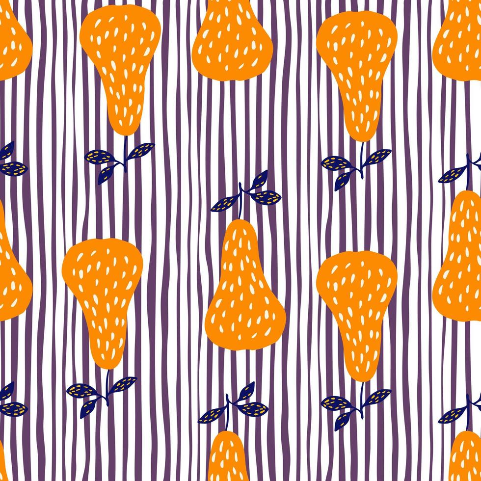 doodle padrão sem emenda de peras amarelas no fundo da linha. papel de parede de frutas suculentas de verão. vetor