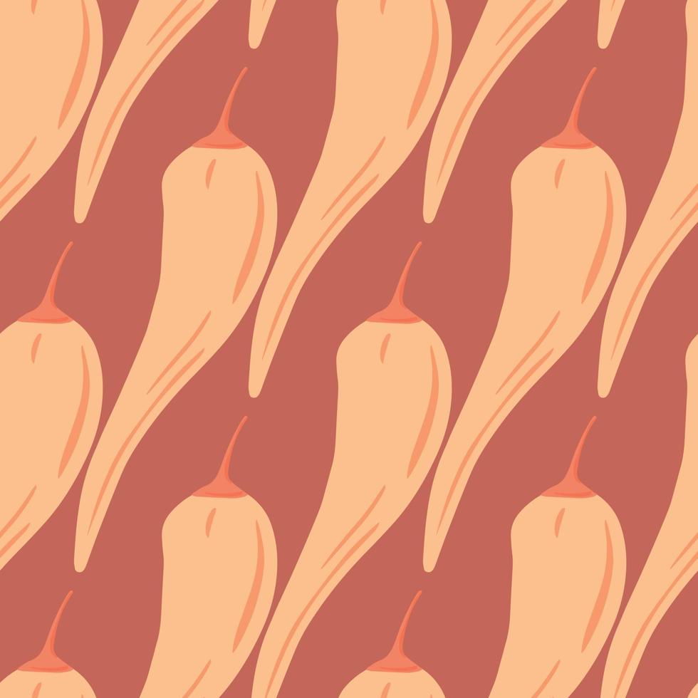 padrão sem emenda de pimenta em estilo doodle. papel de parede de pimentas chile. textura de comida saudável vegetariana criativa. vetor