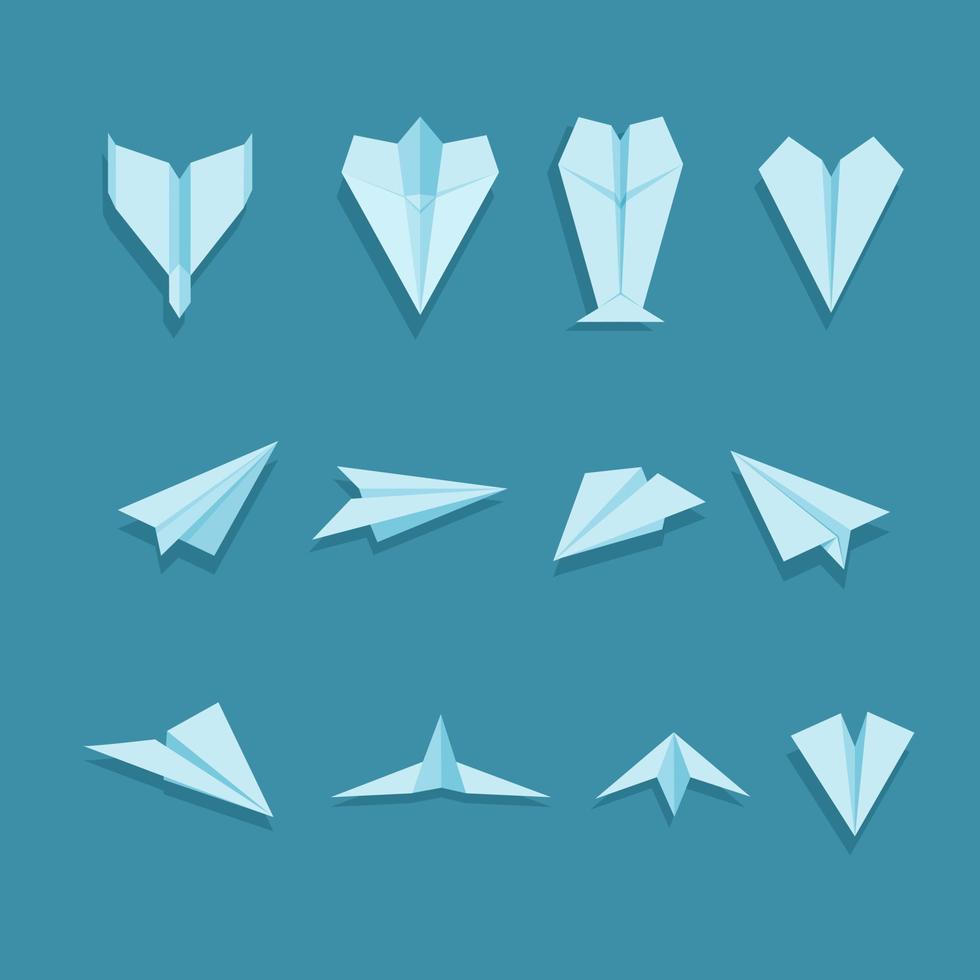 coleção de ícones de origami de papel de avião definir vetor de ilustração