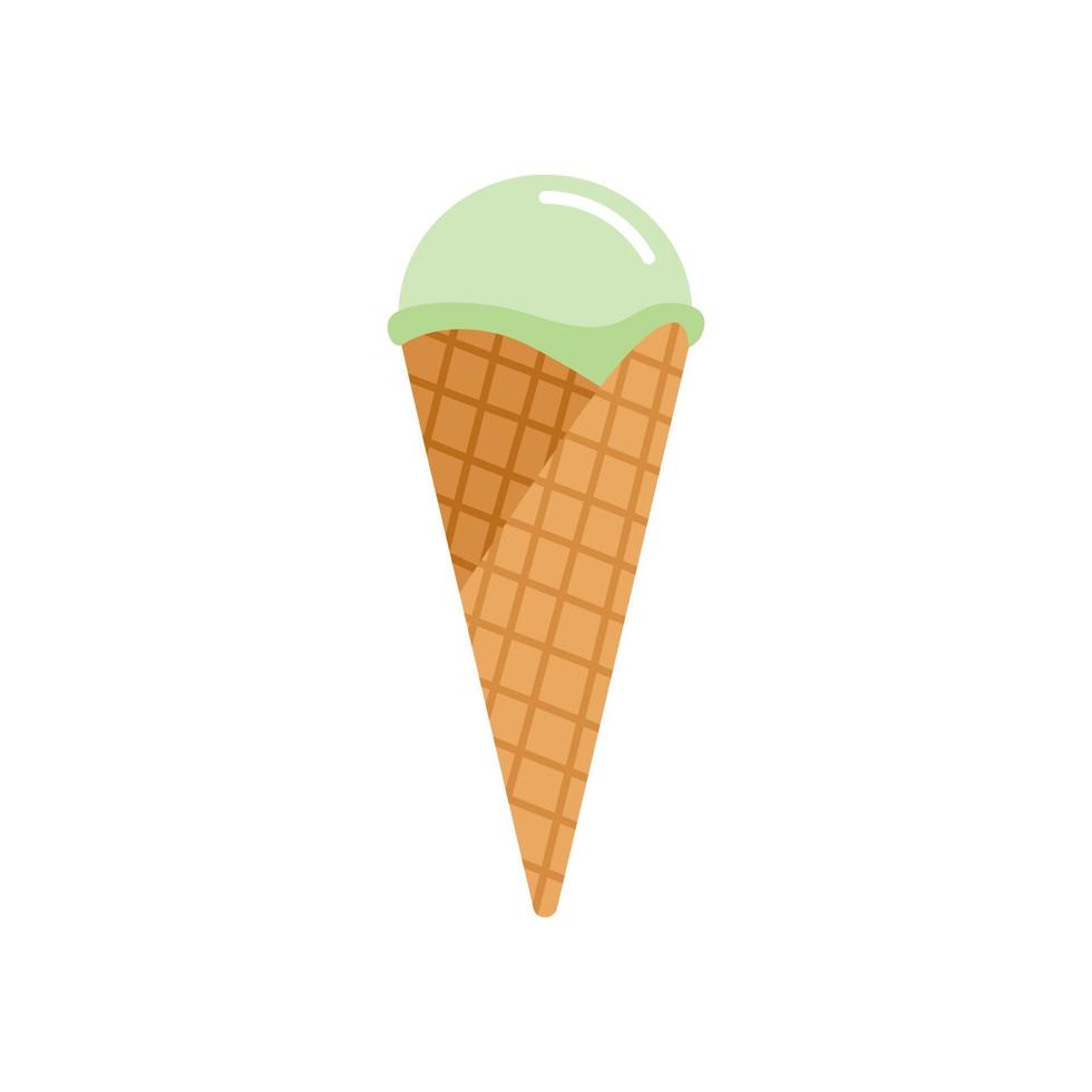 sorvete retrô em cones de waffle em estilo simples, isolado no fundo branco. vetor