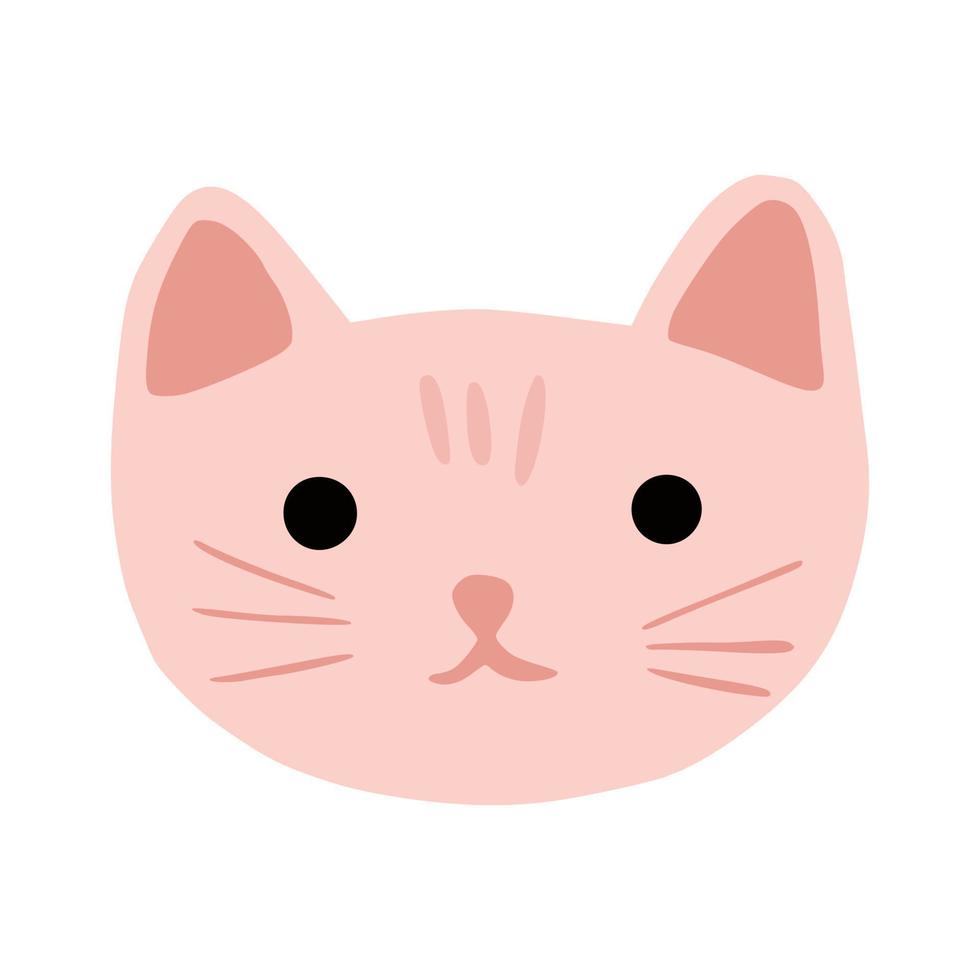 Bonito rosa gato desenho animado personagem cômico com rosto