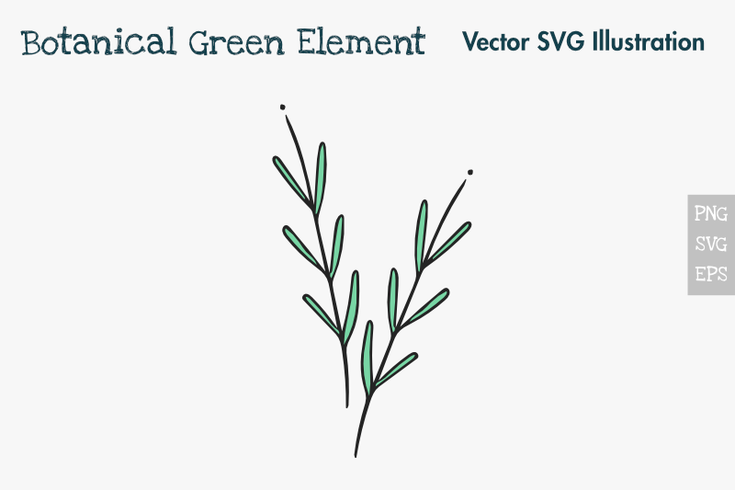 Único elemento verde botânico tirado mão. vetor