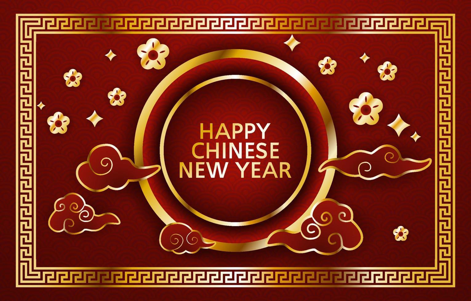 fundo de feliz ano novo chinês com ornamento dourado vetor