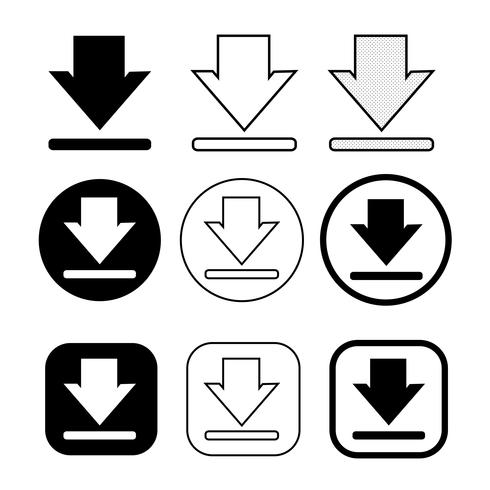 conjunto de ícone de download de sinal simples vetor