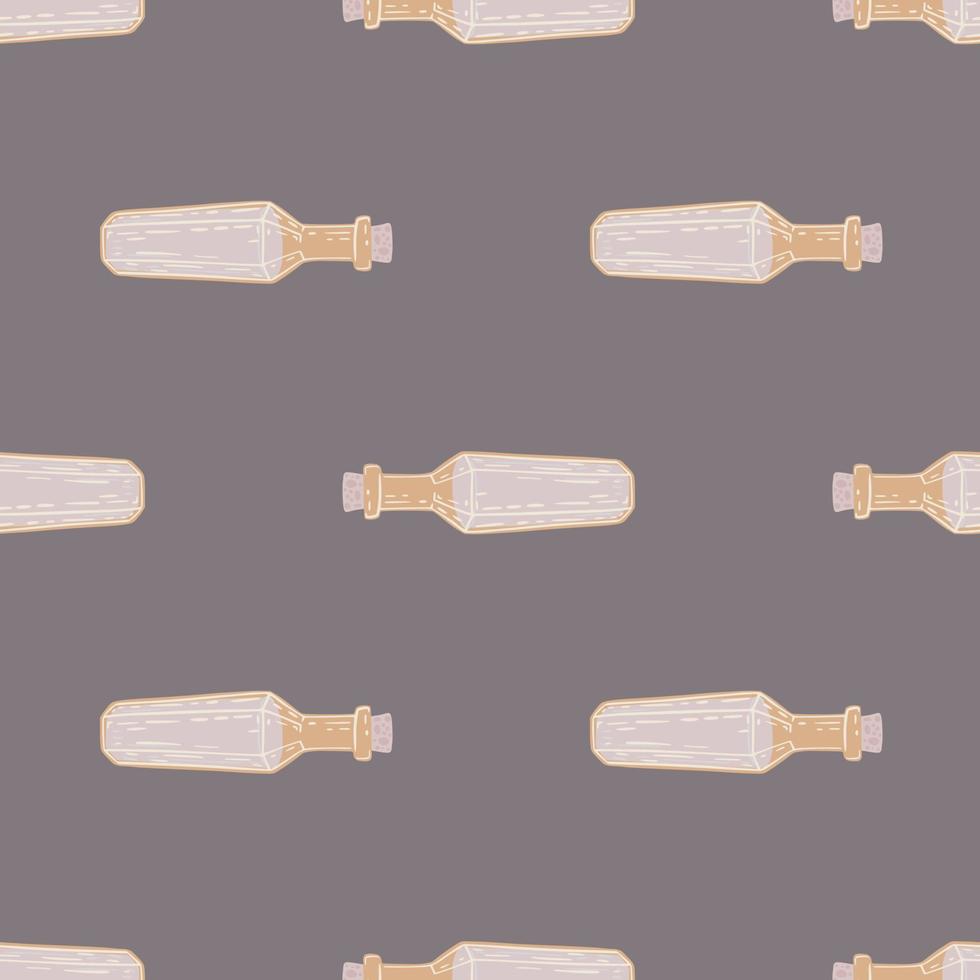 padrão de doodle sem costura vintage com formas de garrafa de poção desenhada de mão. fundo cinza. vetor